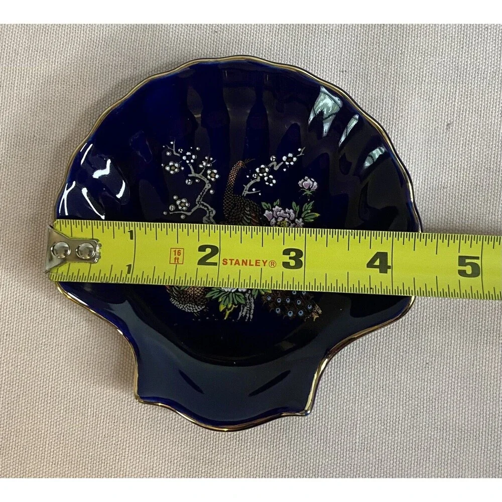 Vintage Japanese Blue Floral Ceramic Bathroom Set Cup and Soap Dish